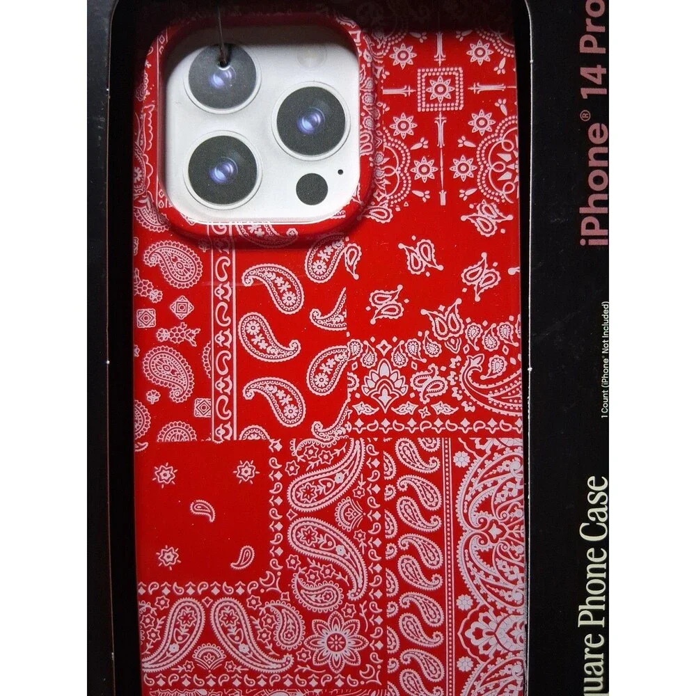 Hello Lux iPhone 16 Pro Max Case Red Bandana Paisley MagSafe Cover TPU